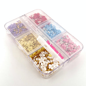 6 Grids Resin Flowers Nail Charms #1