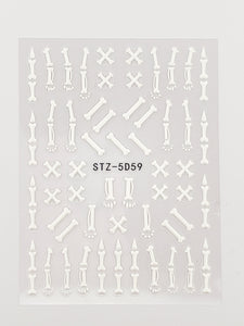 5D Bones Halloween Nail Stickers