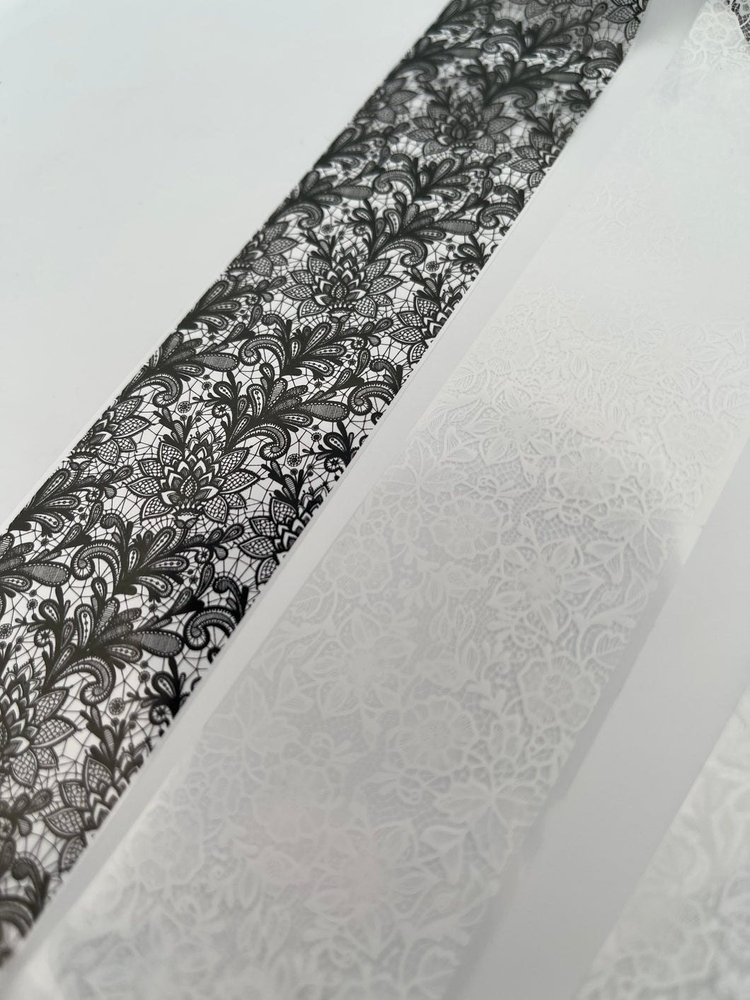 Black & White Lace Floral Nail Foils
