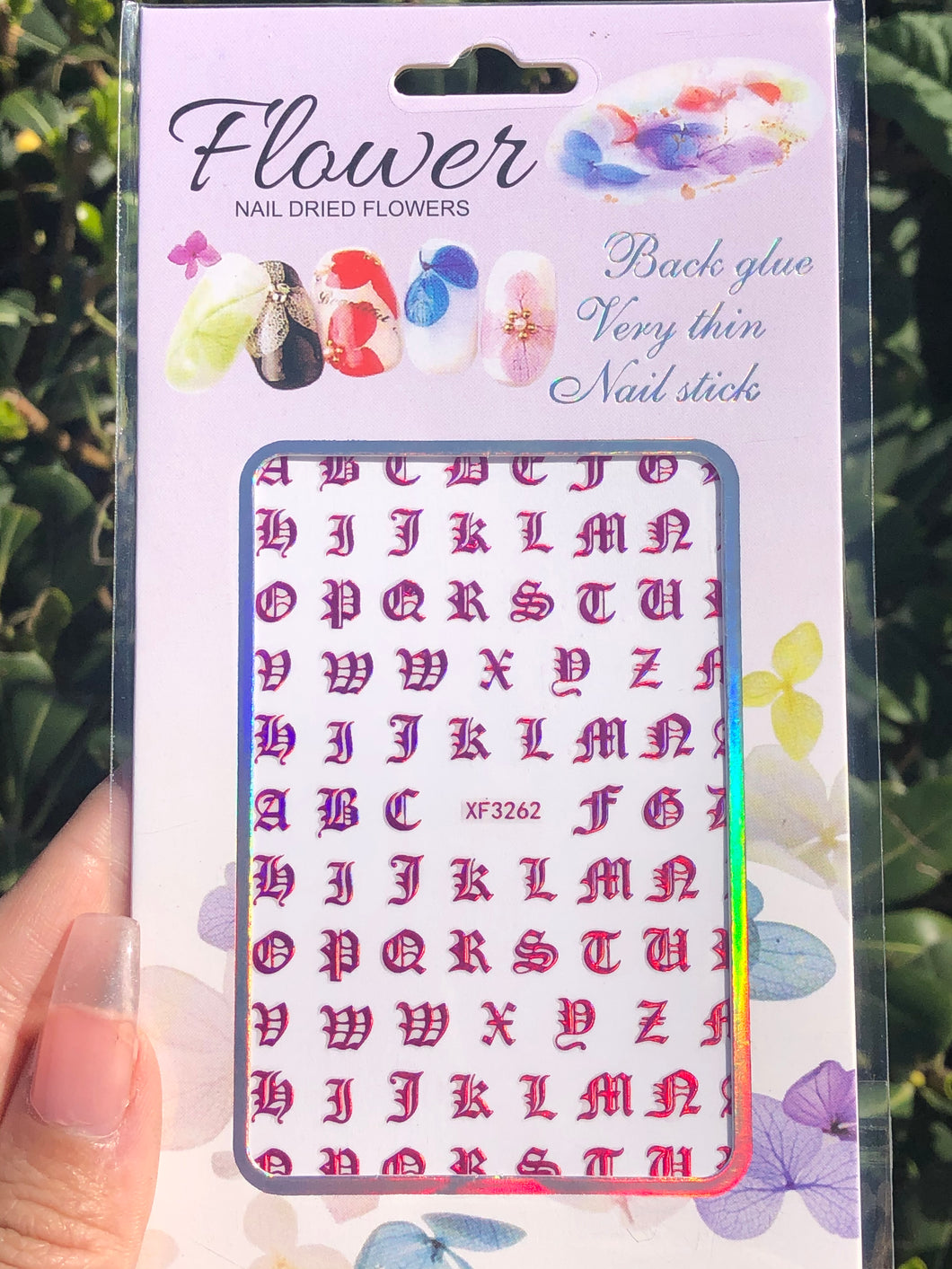 Pink Letter Nail Stickers