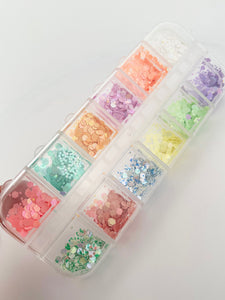 Spring Pastel 12 Grids Nail Glitters