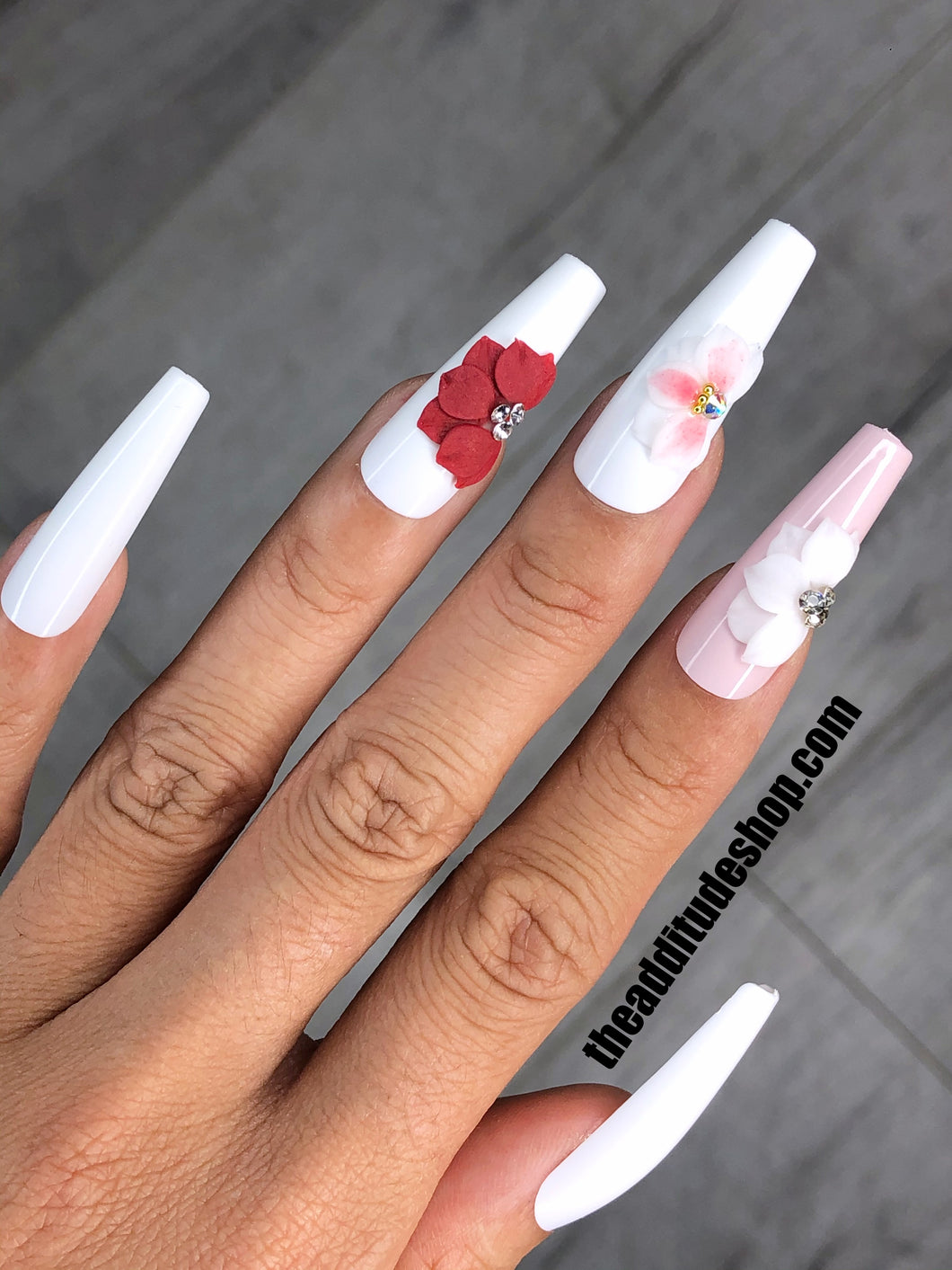 5 Pieces 3D Acrylic Nail Flowers Decals