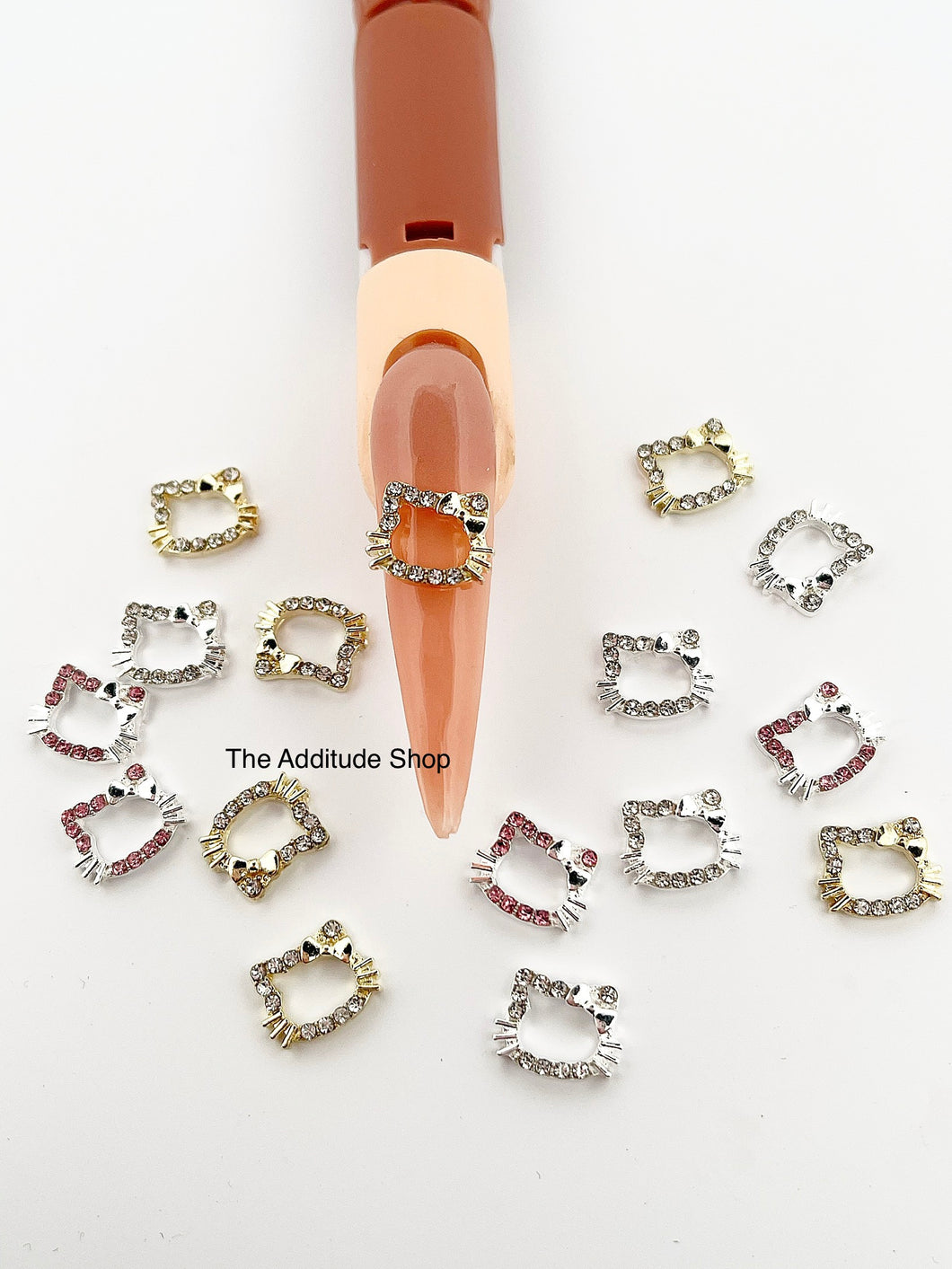 Hollow Rhinestones Hk Nail Charms-10 Pieces