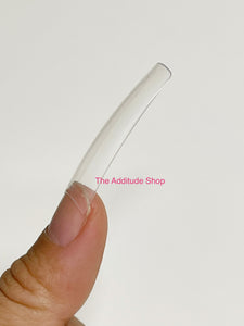 XL Tapered Coffin Half Cover Nail Tips-Natural Side Curve