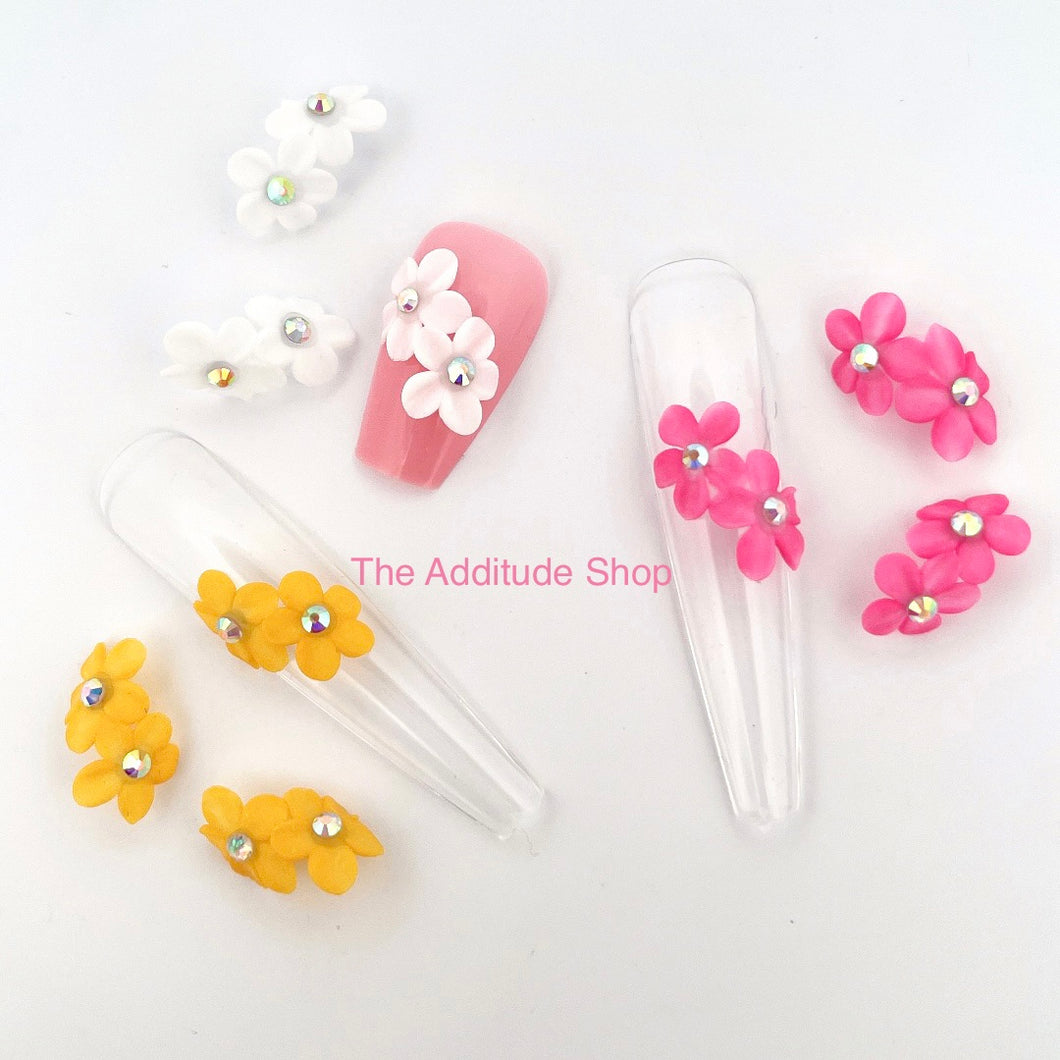 Double Flowers 3D Acrylic Nail Flowers Decals (5 Pieces)