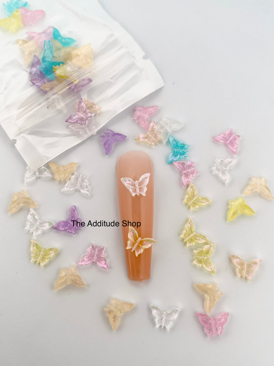 50 Pieces Butterfly Resin 3D Nail Charms