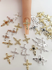 New Gold & Silver Alloy Crosses Nail Charms-40 Pieces