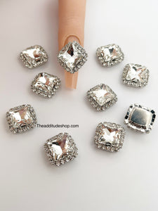 Crystal Clear Oversized Square 3D Nail Charms (10 Pieces)