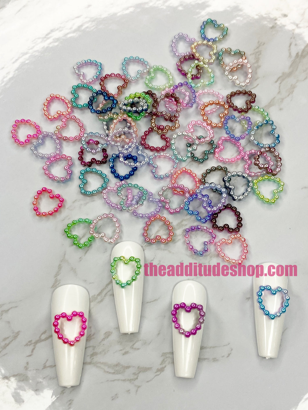 Bead Hearts 3D Nail Charms (100 Pieces)