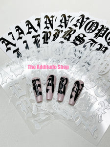 CLEARANCE Oversized English Letter Nail Stickers