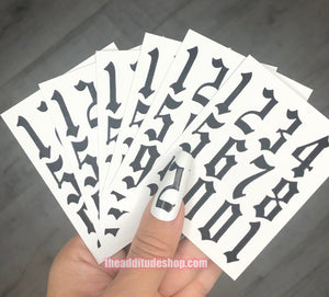 6 sheets big numbers nail decals stickers-Black & Gold