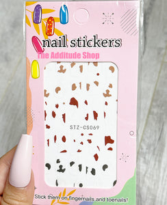 Brown & Black Cow Prints Nail Stickers