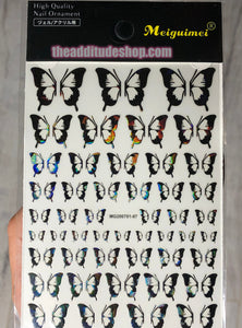 Halfs Black Holographic Butterfly Nail Stickers #07