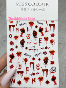 Bloody Spooky Halloween Nail Stickers #795