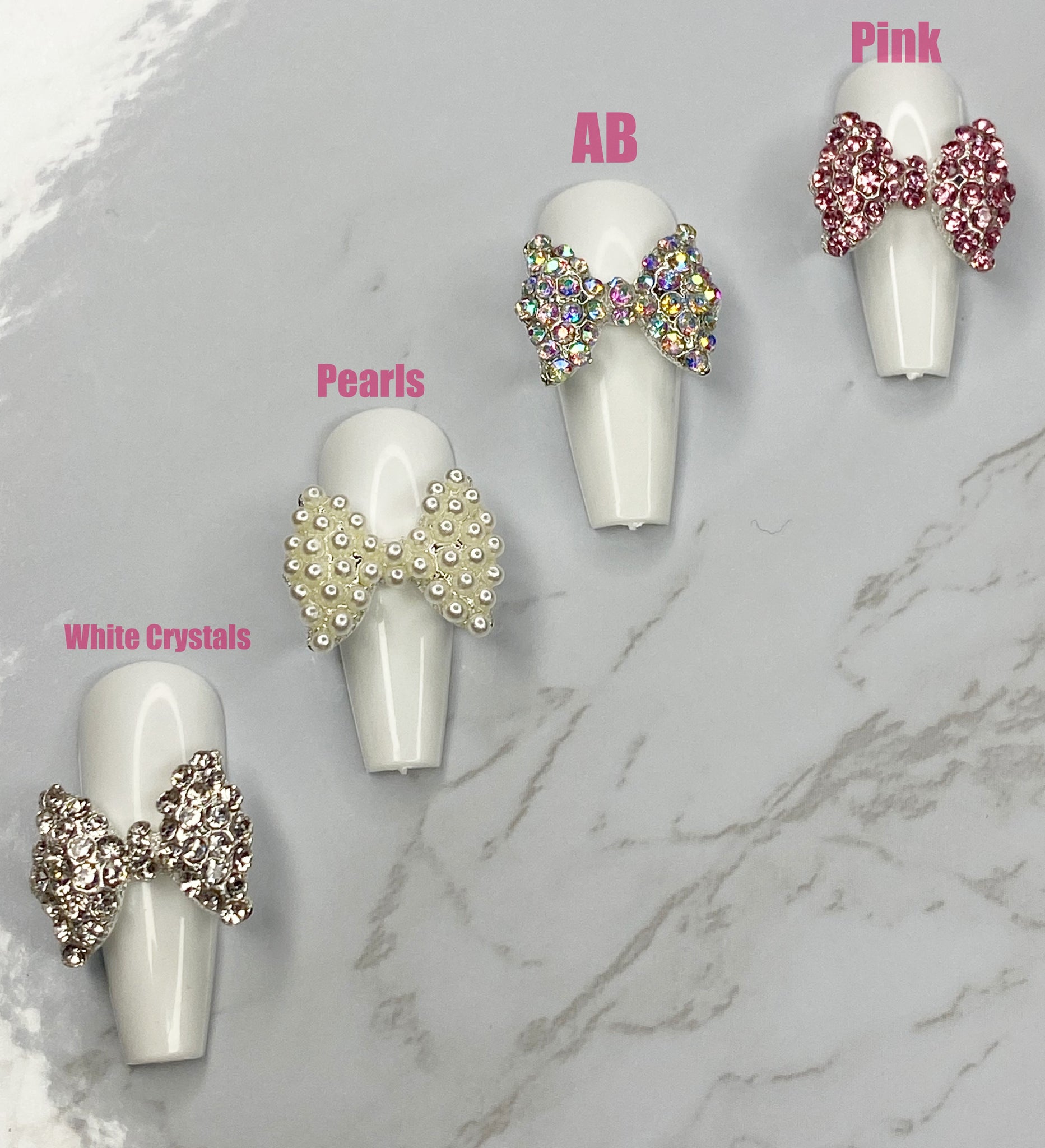 Extra Large Bow with Rhinestones 3D Nail Charms (5 Pieces) – The