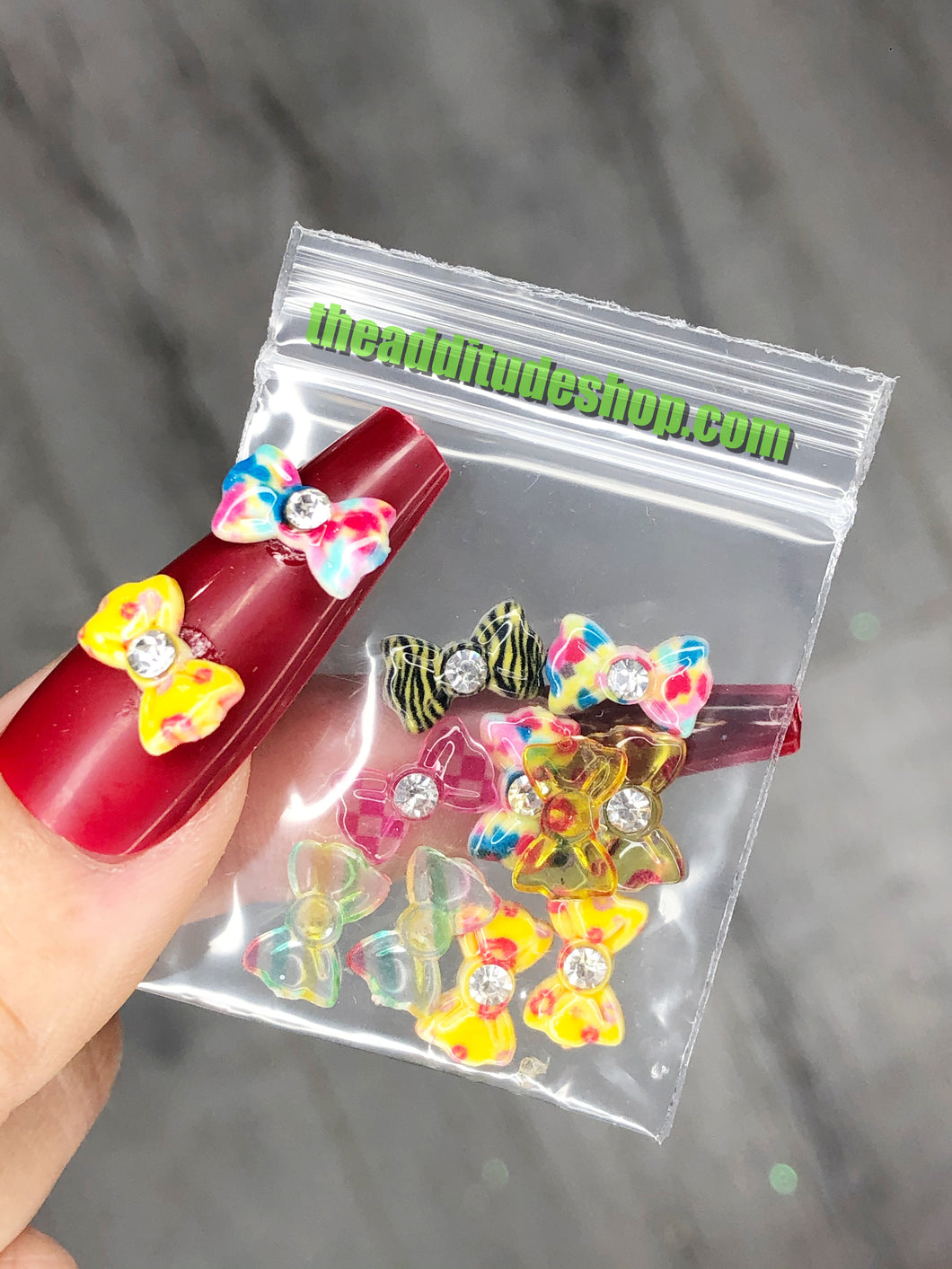 10 Pieces Bow Tie Resin 3D Nail Charms