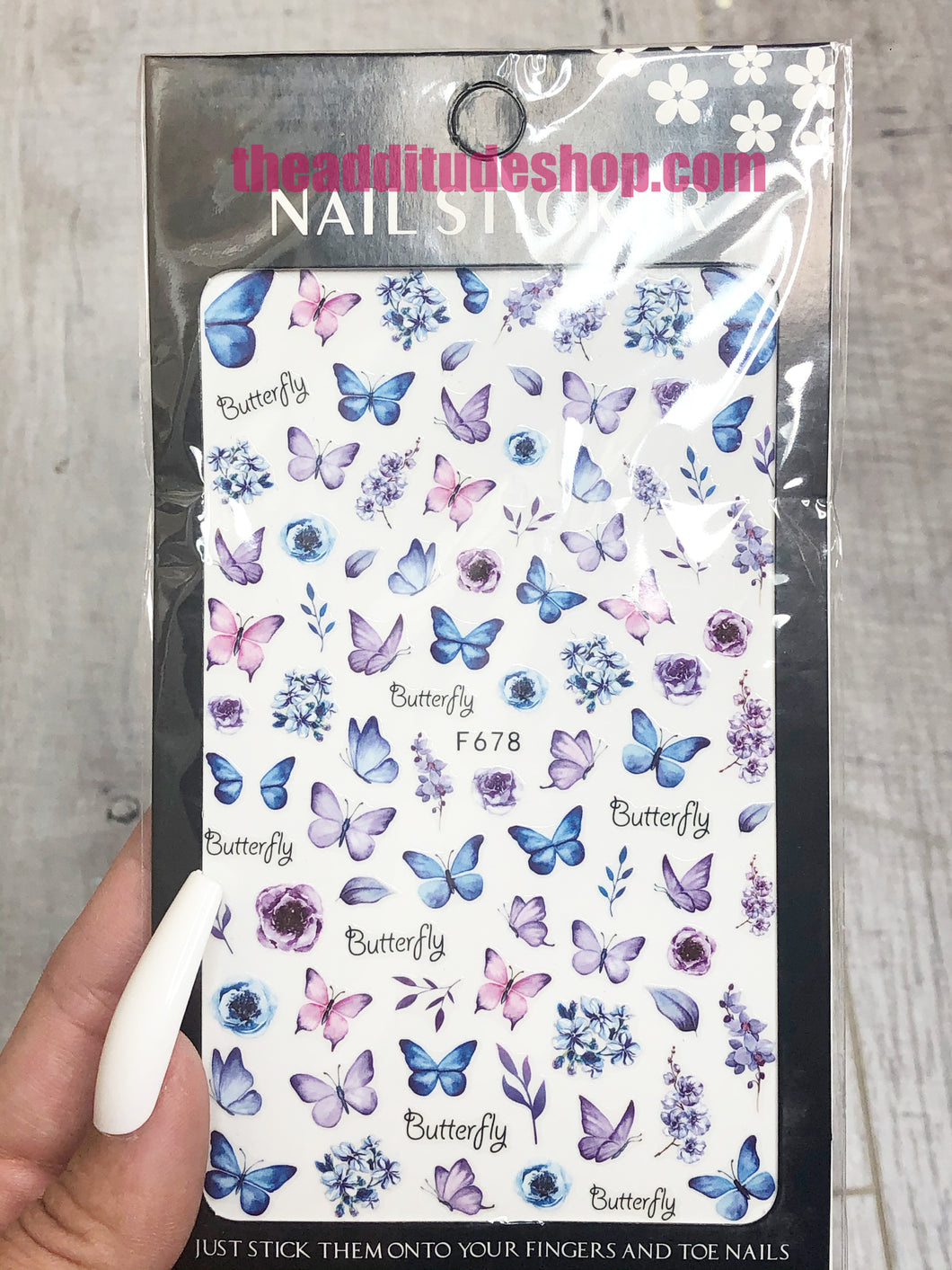 Purple Blue Butterfly Nail Stickers #78