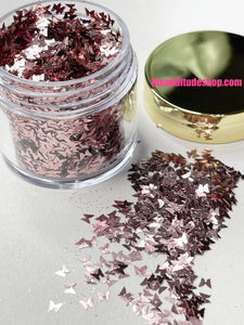 1 Oz Chunky Nail Glitters-Rose Gold Butterfly