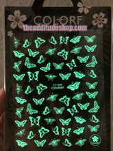 Load image into Gallery viewer, Butterfly Glow in the Dark Nail Stickers
