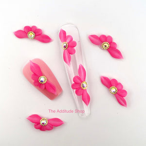 Pink 3D Acrylic Nail Flowers Decals (5 Pieces)