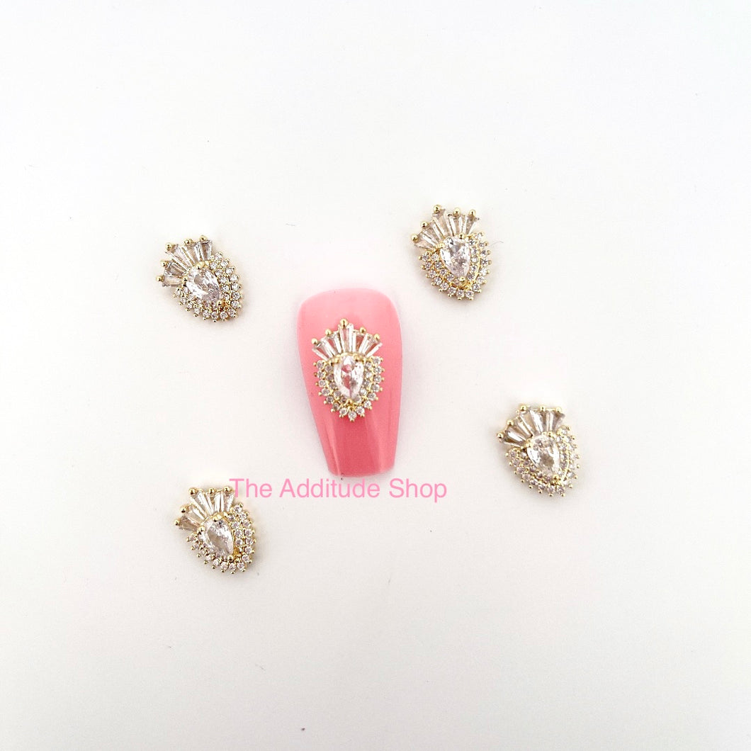 Gold High Quality 3D Zircon Nail Charms #1 (5 Pieces)