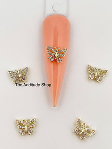 3D Zircon Butterfly Nail Charms #8 (5 Pieces)
