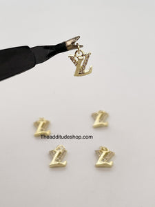 Dangling L Zircon Nail Charms-5 Pieces