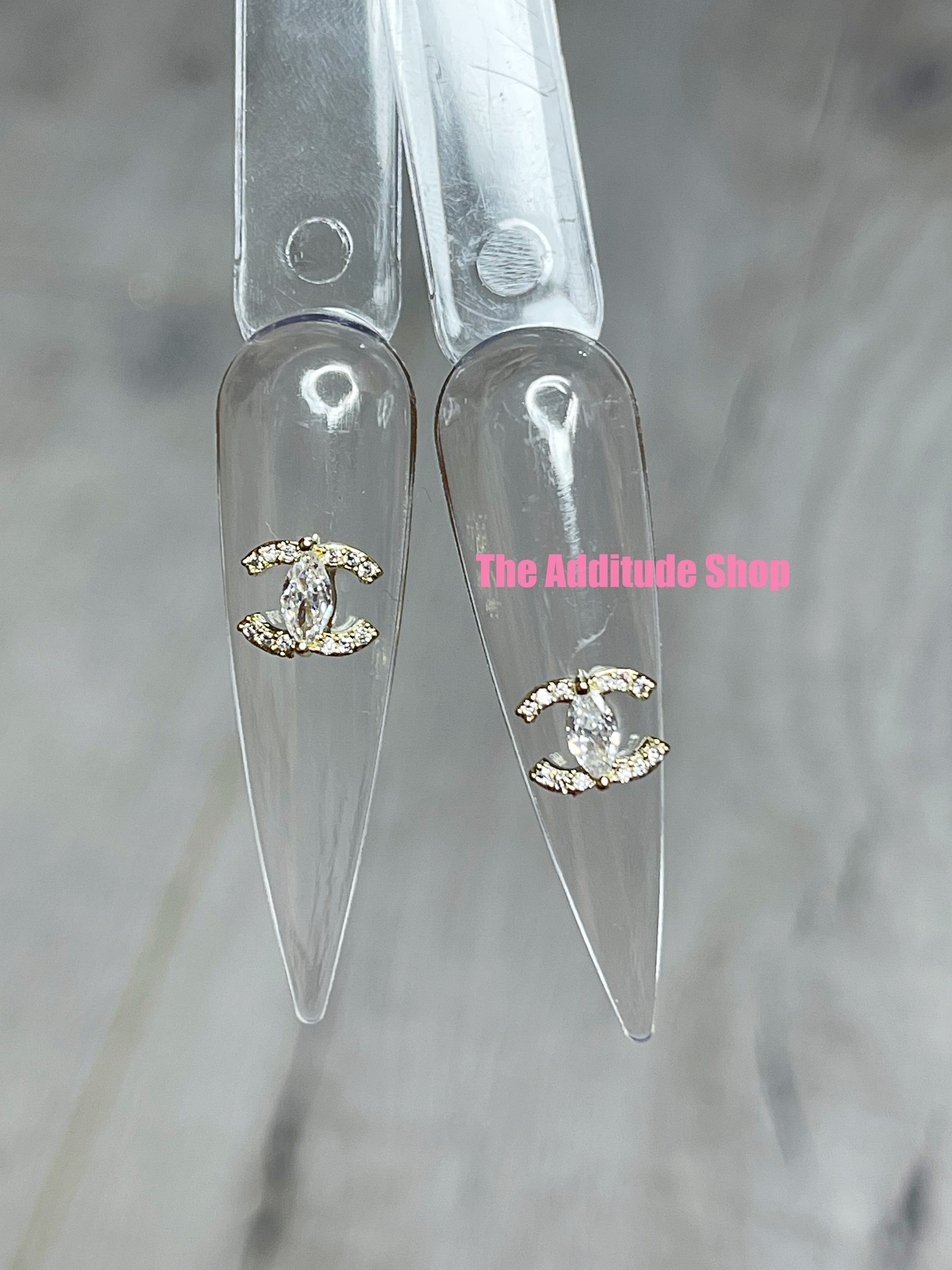 C Style #3 Gold Zircon 3D Nail Charms (5 Pieces)