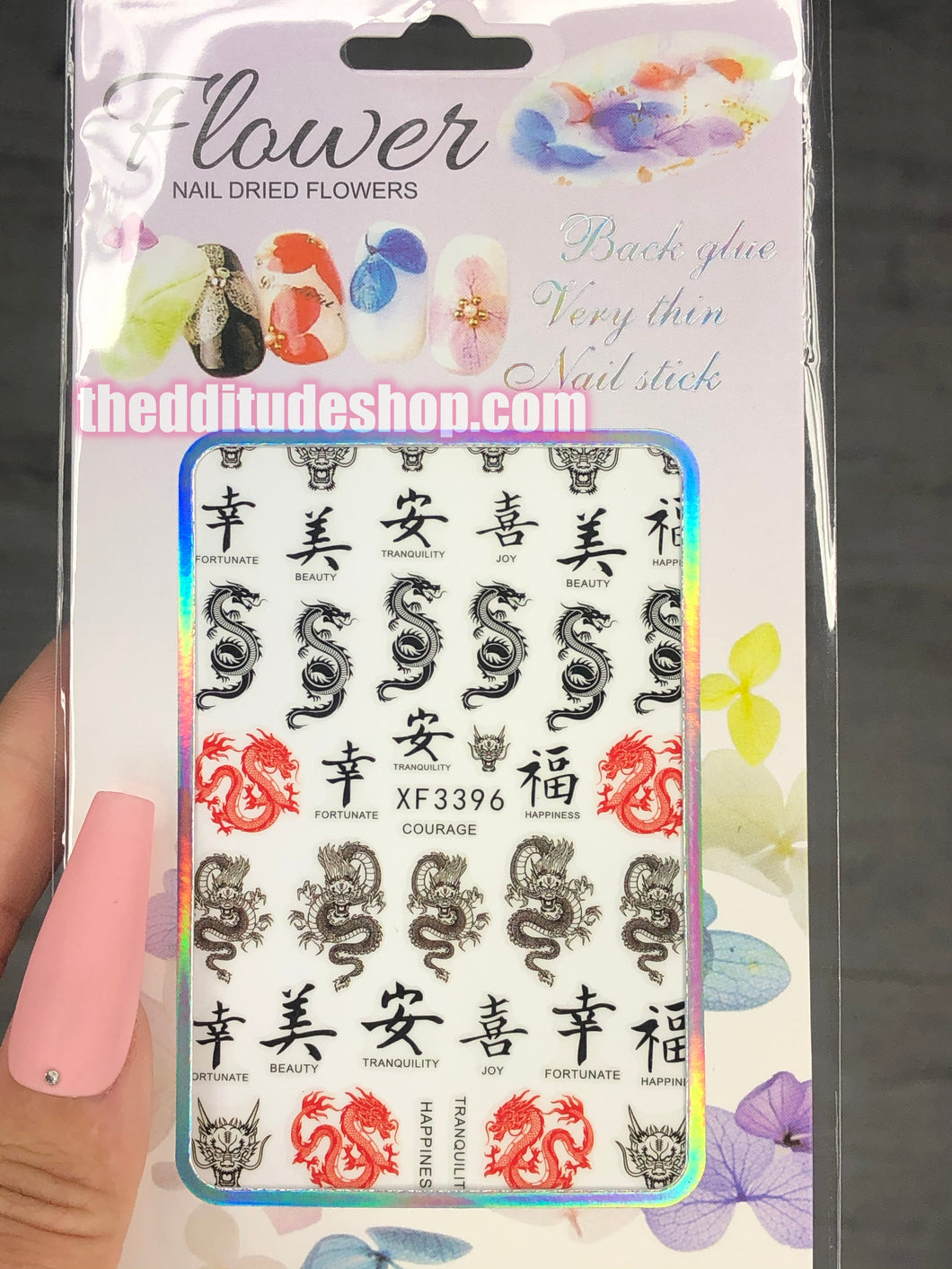Chinese Letters Dragon Nail Stickers