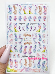 Colorful Abstract Lines Nail Stickers #772