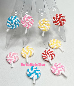 Colorful Swirl Lollipop 3D Nail Kawaii Charms-10 Pieces