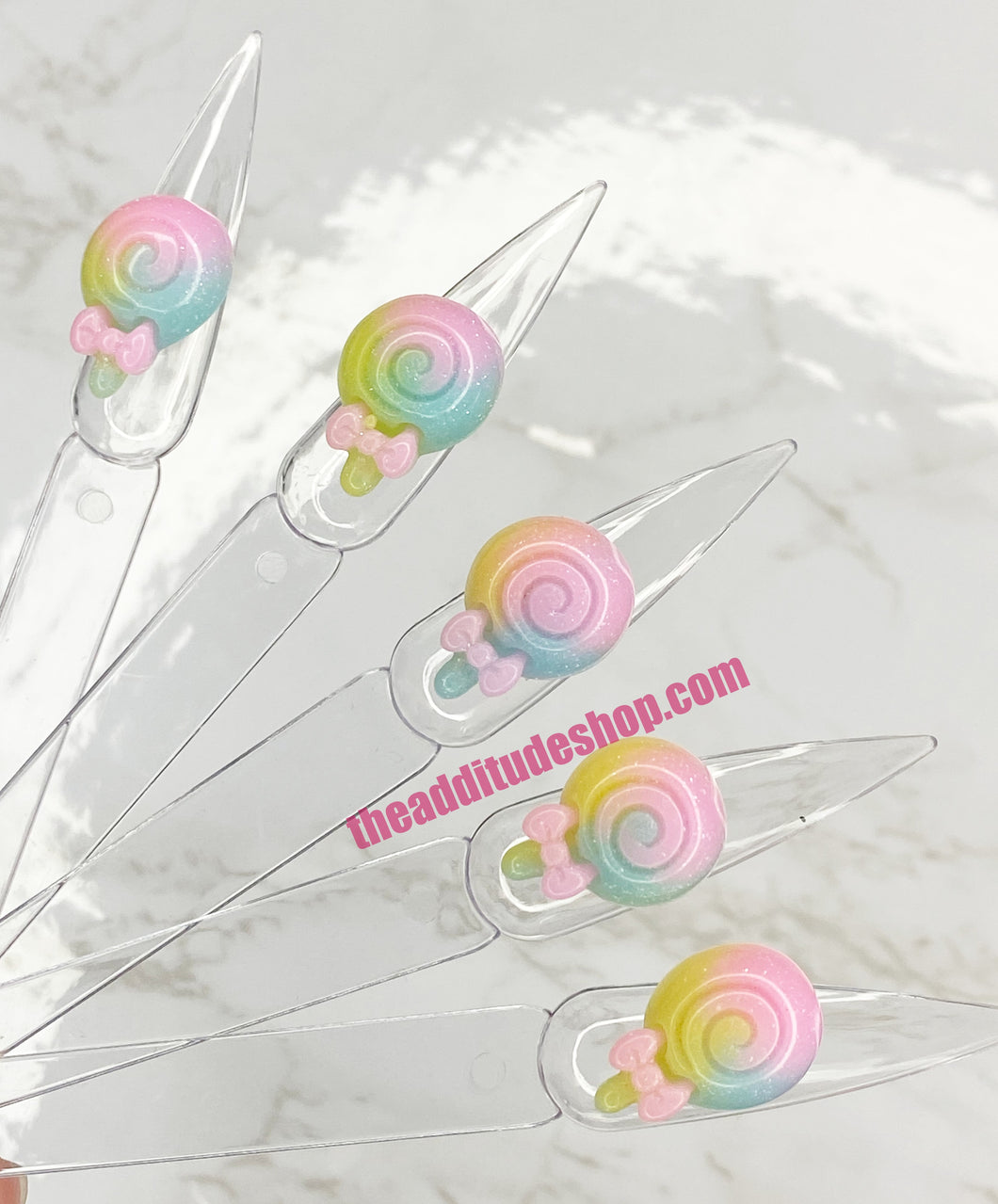 Cotton Candy Lollipop 3D Nail Charms-10 Pieces
