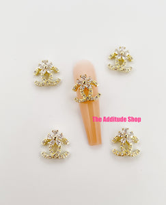 C Style #4 Gold Zircon 3D Nail Charms (5 Pieces)