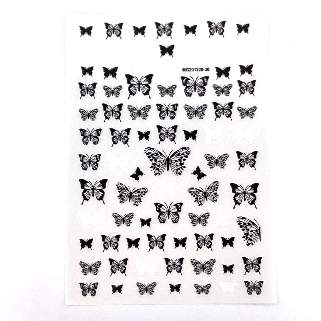 MG Black & White Butterfly Nail Stickers