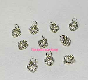 10 Pieces Heart Dangling Nail Charms