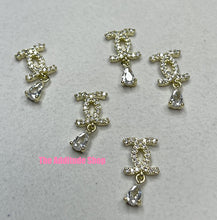 Load image into Gallery viewer, Dangling C Gold Zircon 3D Nail Charms (5 Pieces)
