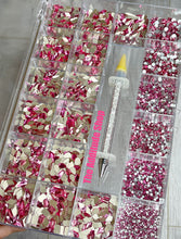 Load image into Gallery viewer, Dark Pink 1,400 Nail Rhinestones Crystals Bling Box
