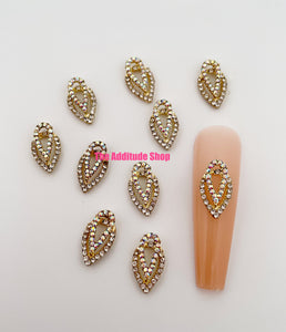 Double Raindrop With Rhinestones 3D Nail Charms (10 Pieces)