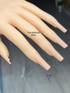 Pink & Nude Soft Gel Long Tapered Square Full Coverage Nail Tips