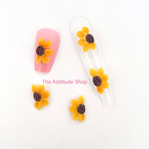 Sunflower 3D Acrylic Nail Flowers Decals (5 Pieces)