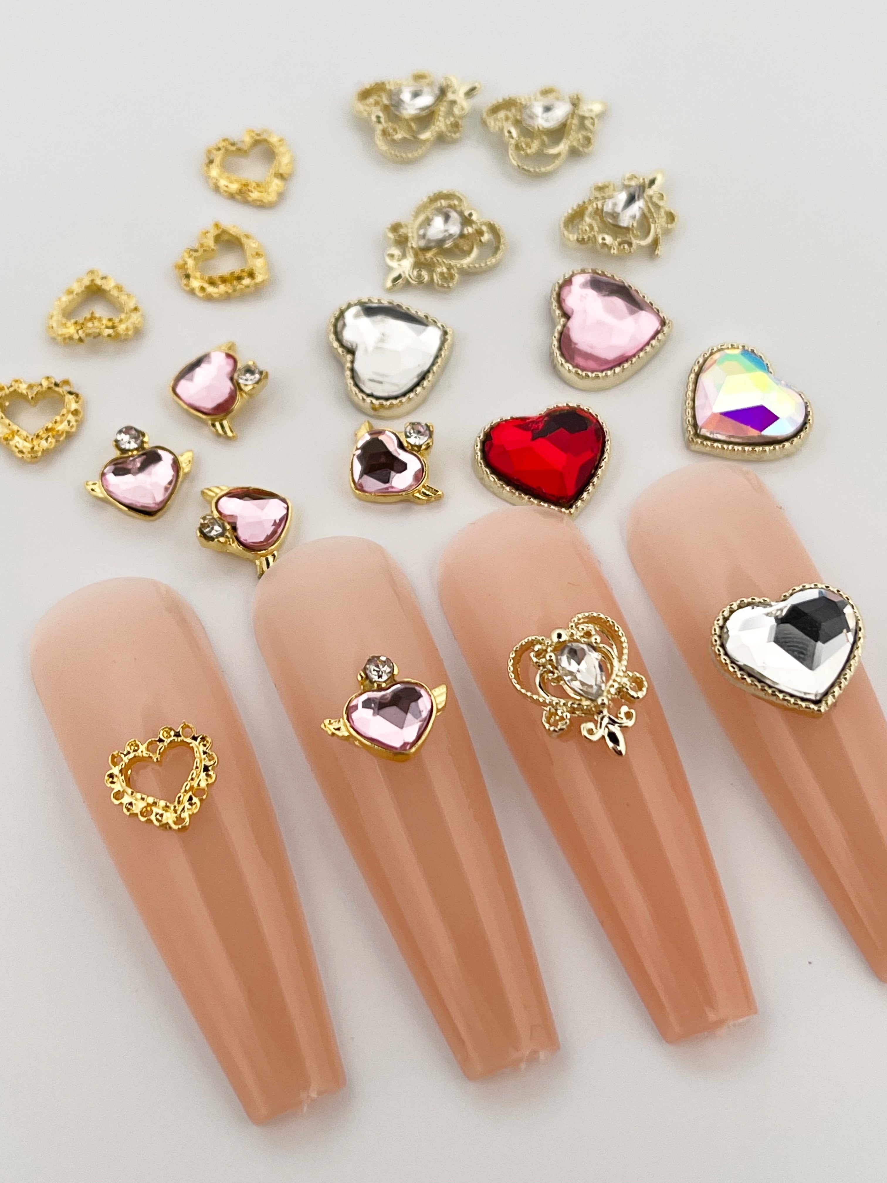 XL Valentine's Heart Nail Charms-20pcs