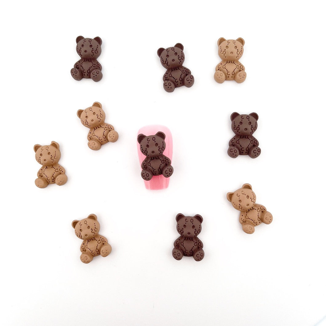 Brown G BEARS 3D Nail Charms (10 Pieces)