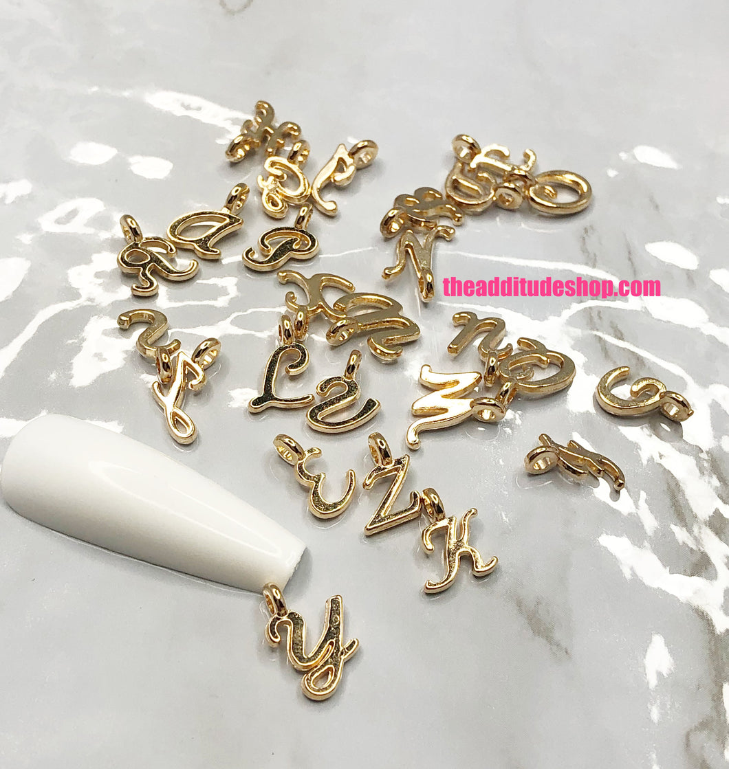 Cursive Font English 26 Letters 3D Hanging Nail Charms