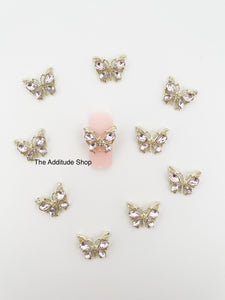 Pink Butterfly #3 Alloy Nail 3D Charms - 10 Pieces