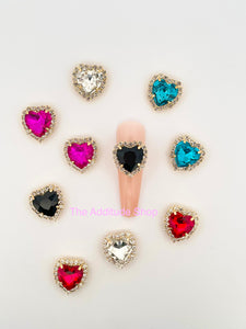 Mixed Oversized Hearts 3D Nail Charms (10 Pieces)