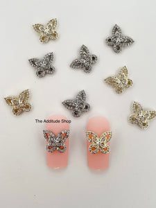 3D Zircon Butterfly Nail Charms #9 (5 Pieces)