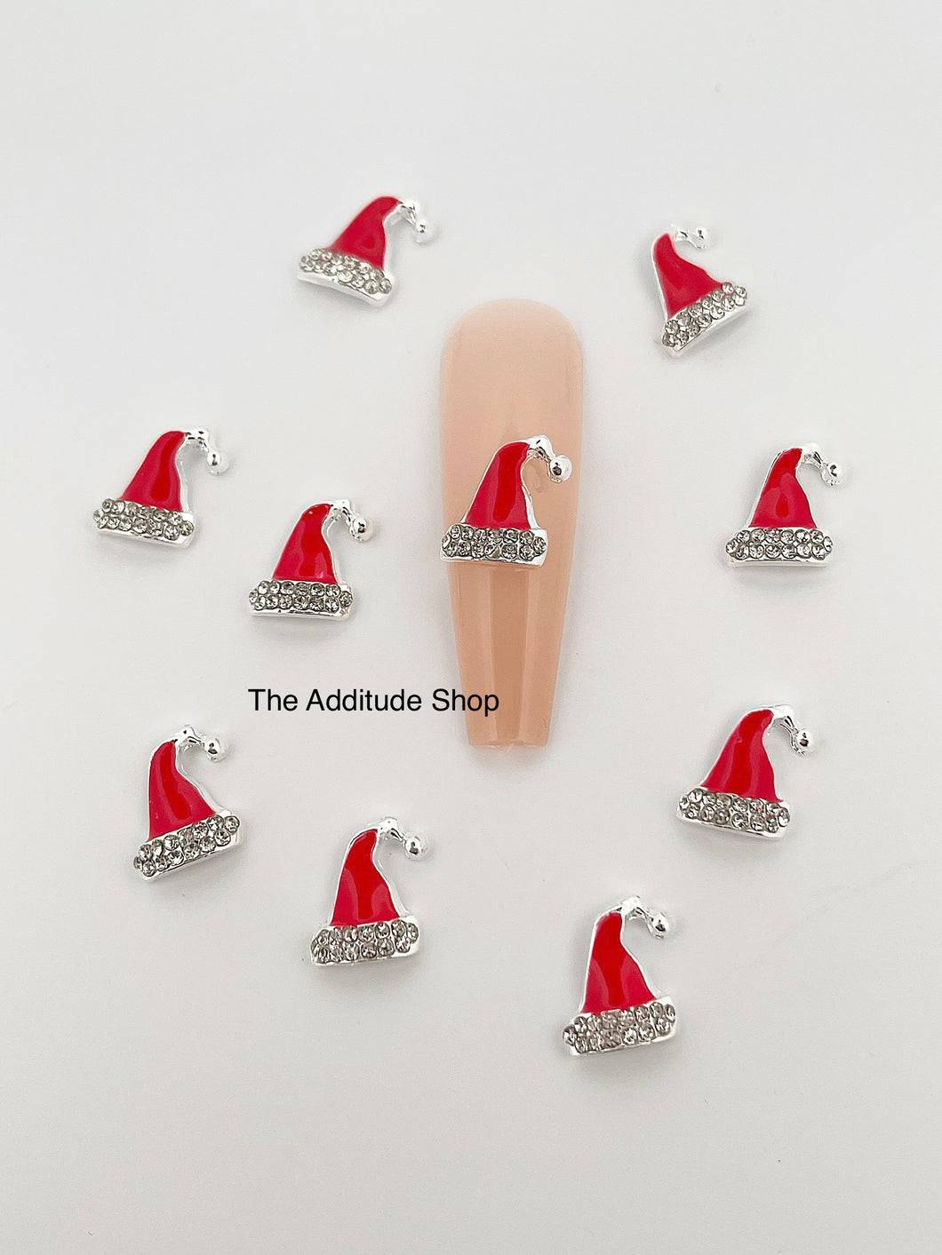 Christmas Santa Hat Alloys 10 Pieces 3D Nail Charms