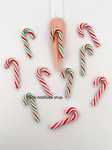 Candy Cane Christmas 10 Pieces 3D Nail Charms