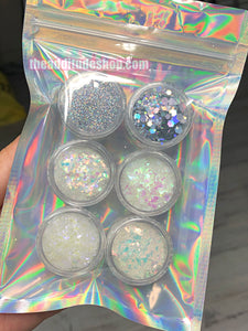 6 Containers of Mixed Nail Glitters