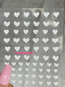 Glittery Silver Heart Valentine's Nail Stickers